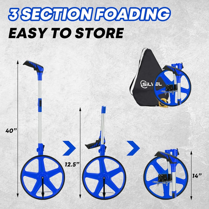 SILVEL 12 Inch Measuring Wheel, MAX9999FT Measuring Wheel in Feet and Inches, One key to Zero Rolling Tape Measuring Wheels, Blue - Image 5